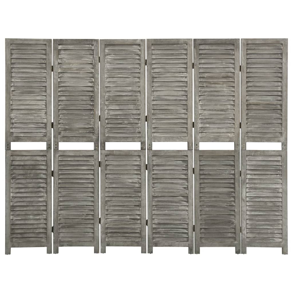 Cloison de séparation 6 panneaux Gris 214×166 cm Bois solide