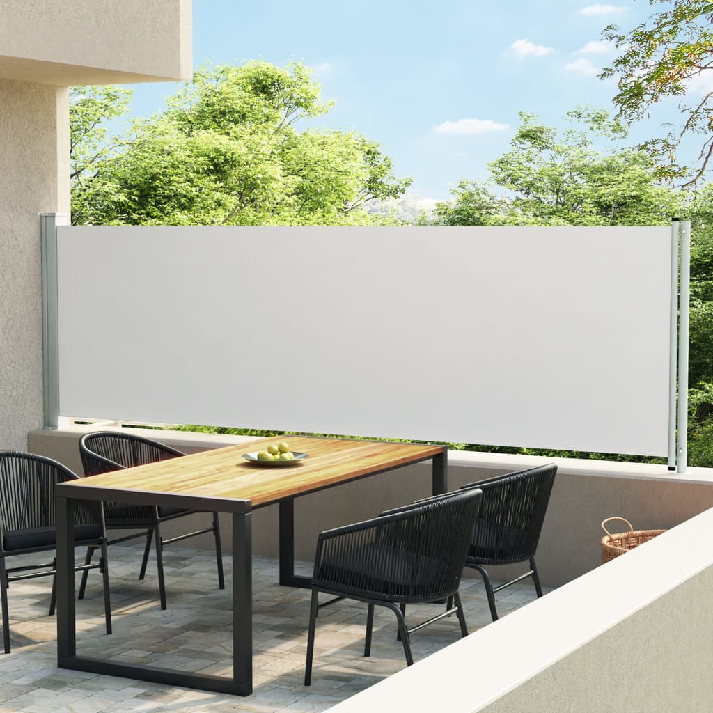 Paravent extérieur rétractable de patio 140×600 cm Crème