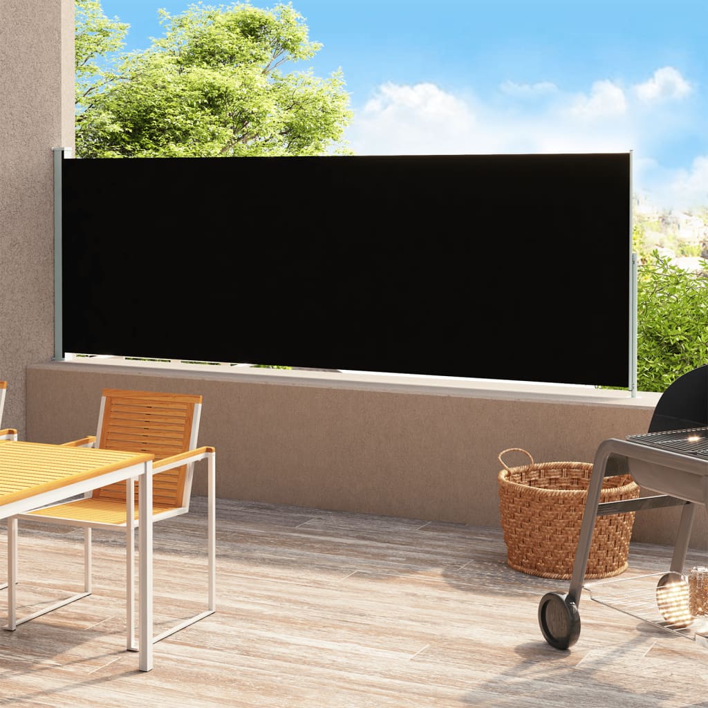 Paravent extérieur rétractable de patio 180×500 cm Noir