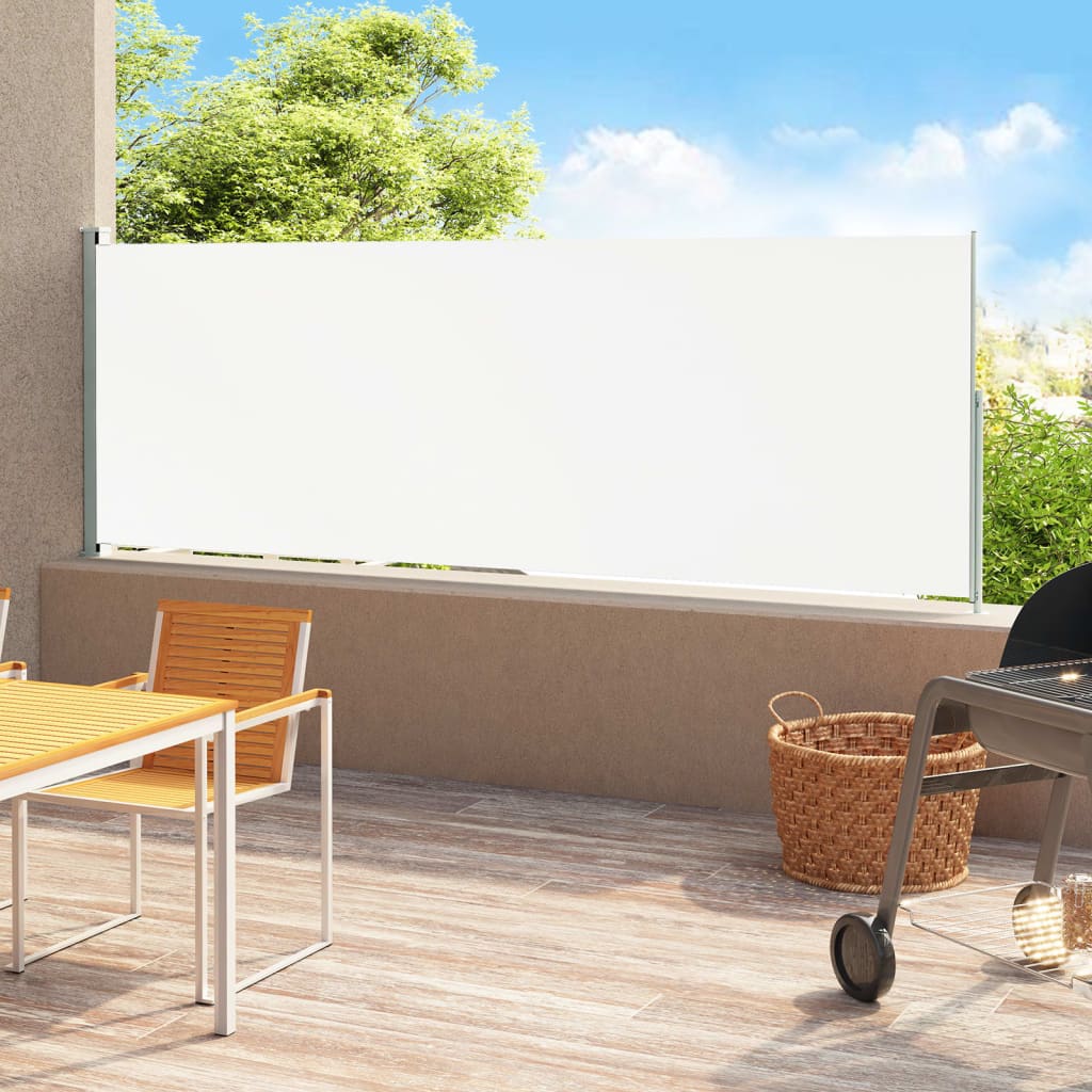 Paravent extérieur rétractable de patio 180×500 cm Crème