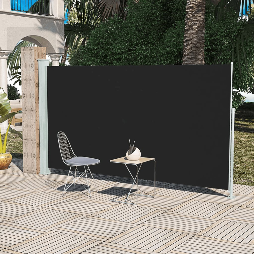 Paravent extérieur rétractable de patio 160×300 cm Noir