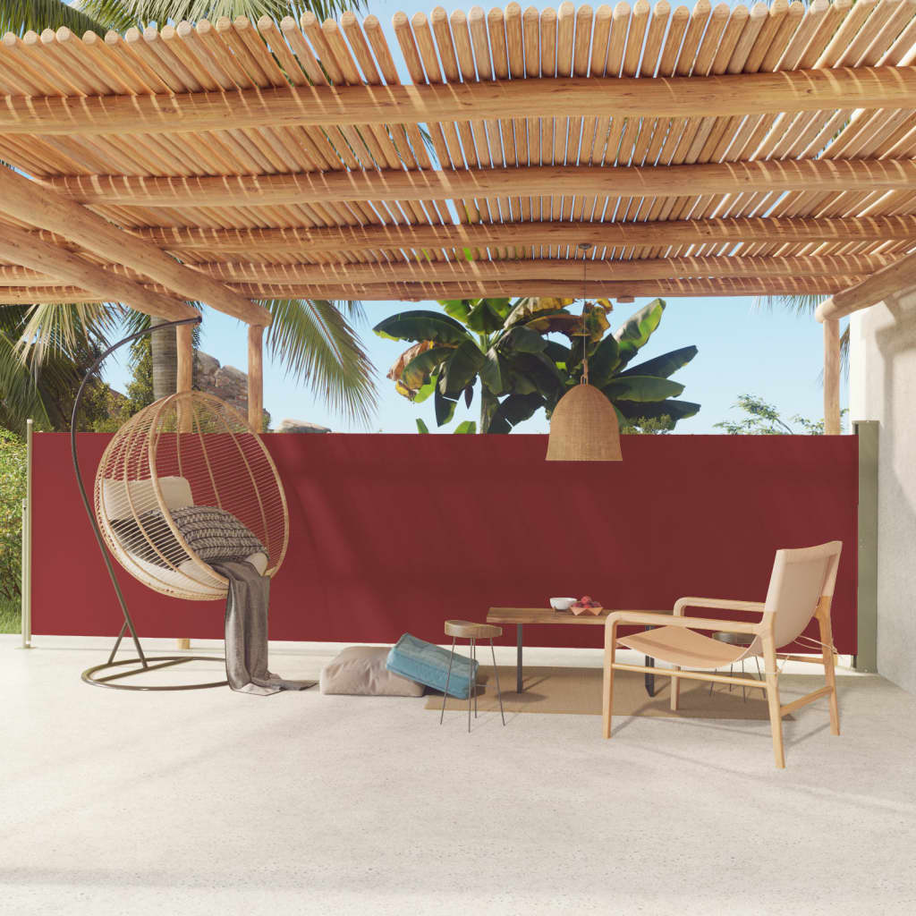 Paravent extérieur rétractable de patio 140×600 cm Rouge