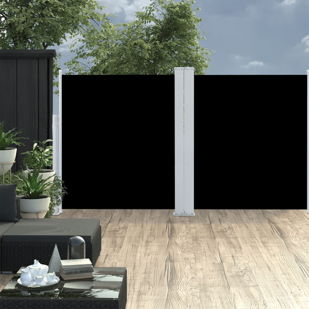 Paravent extérieur rétractable Noir 140×600 cm