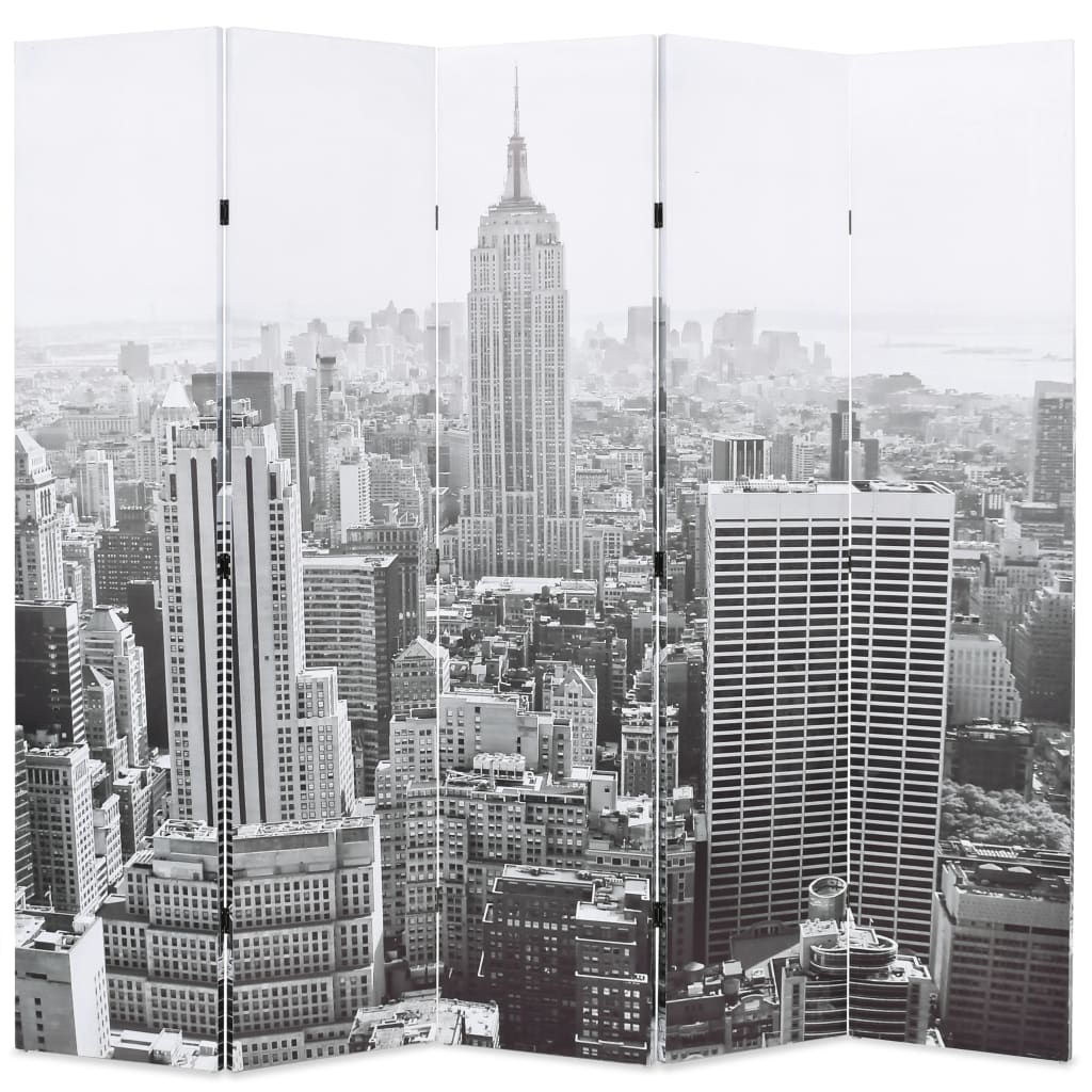 Paravent pliable 200×170 cm New York Noir et blanc