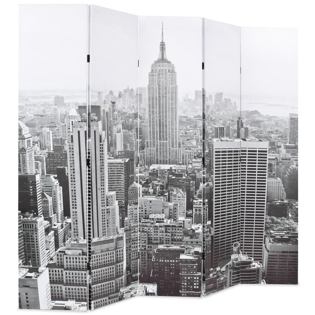 Paravent pliable 200×170 cm New York Noir et blanc