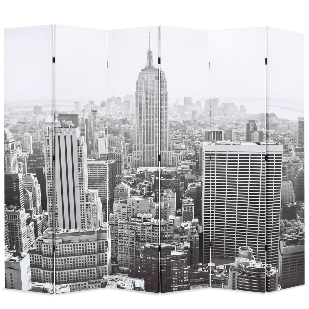 Paravent pliable 228×170 cm New York Noir et blanc