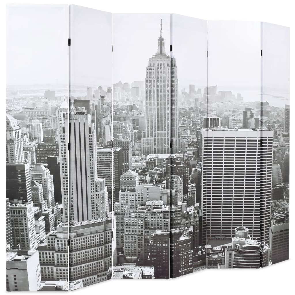 Paravent pliable 228×170 cm New York Noir et blanc