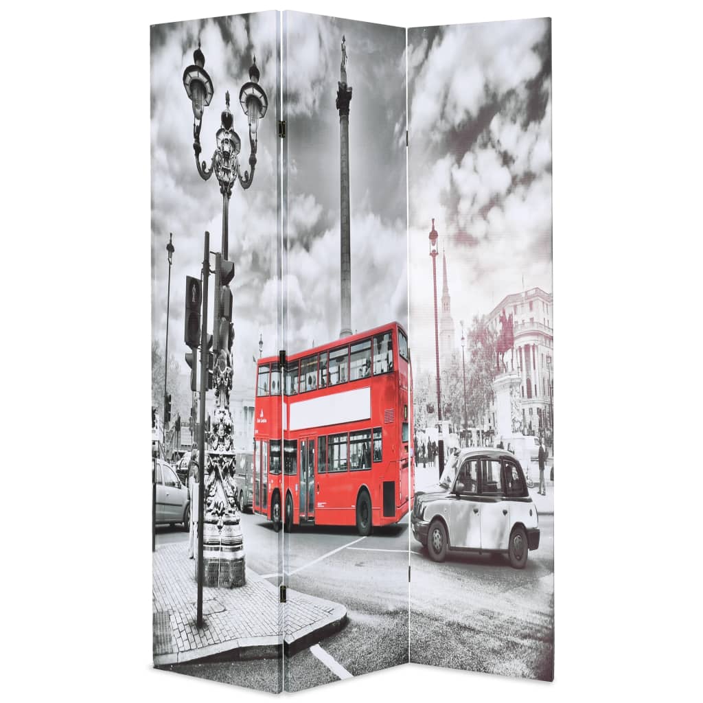 Paravent 120 x 170 cm Bus londonien Noir et blanc