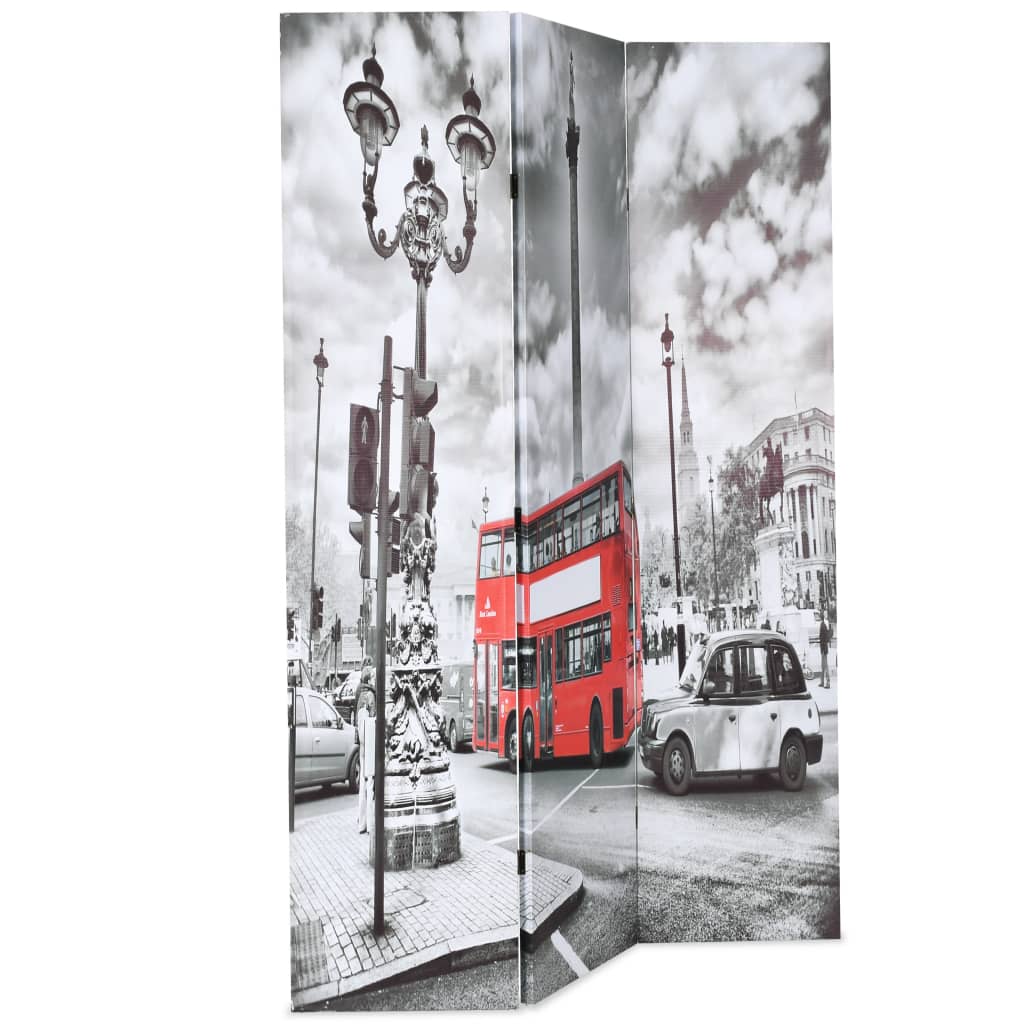 Paravent 120 x 170 cm Bus londonien Noir et blanc