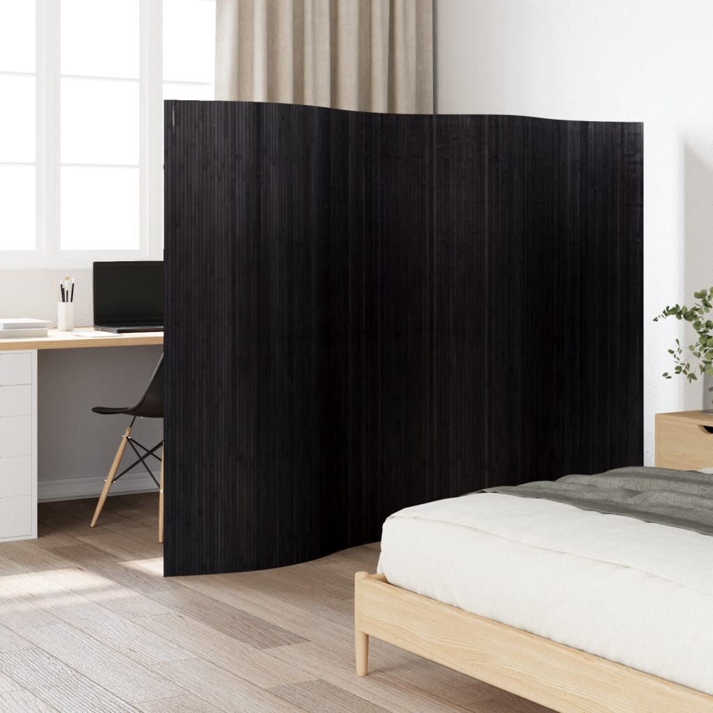 Paravent noir 165×250 cm bambou